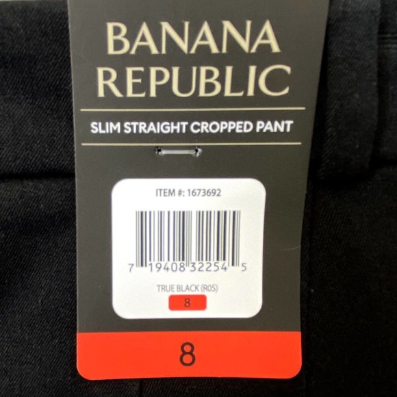 Banana Republic Slim Straight Cropped Pant Slacks Womens Stretch Black - Picture 4 of 9